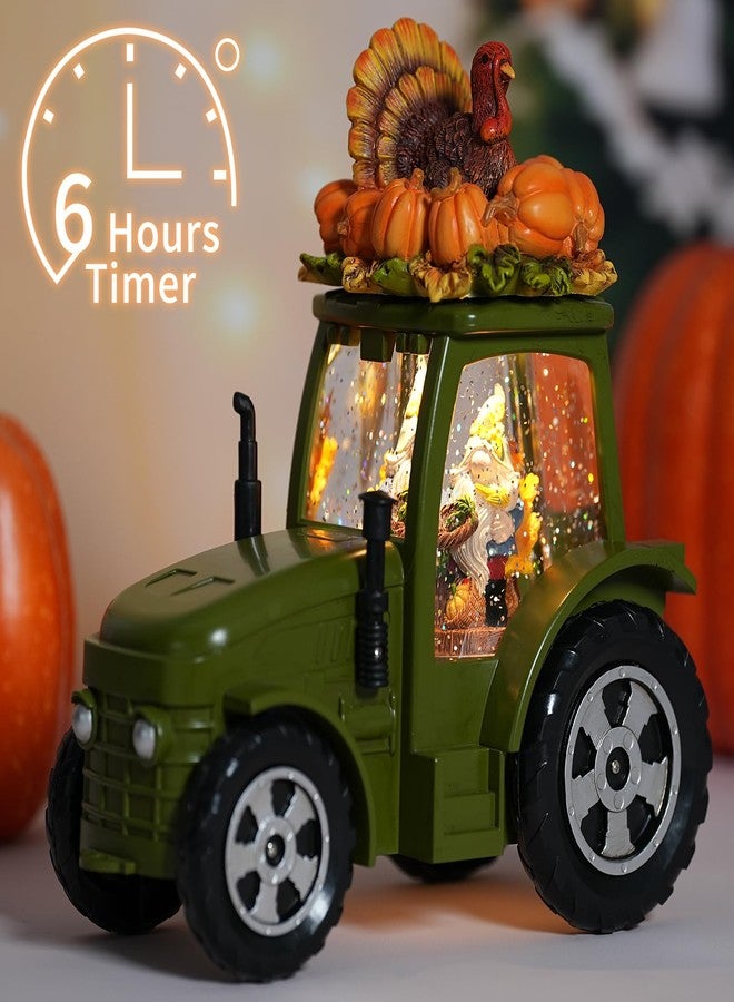 كرات ثلجية مزينة لعيد الشكر، ديكورات خريفية مضيئة على شكل ديك رومي وقزم وقرع، كرات ثلجية لامعة دوارة مع مؤقت، هدايا عيد الشكر على شكل جرار أخضر ليوم الحصاد الخريفي - Image 5